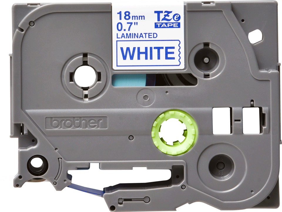 Oriģinālā Brother TZe243 zilas drukas balta uzlīmju lentes kasete, 18mm plata